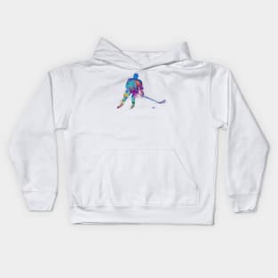 Boy Ice Hockey Player Watercolor Sport Gift Kids Hoodie